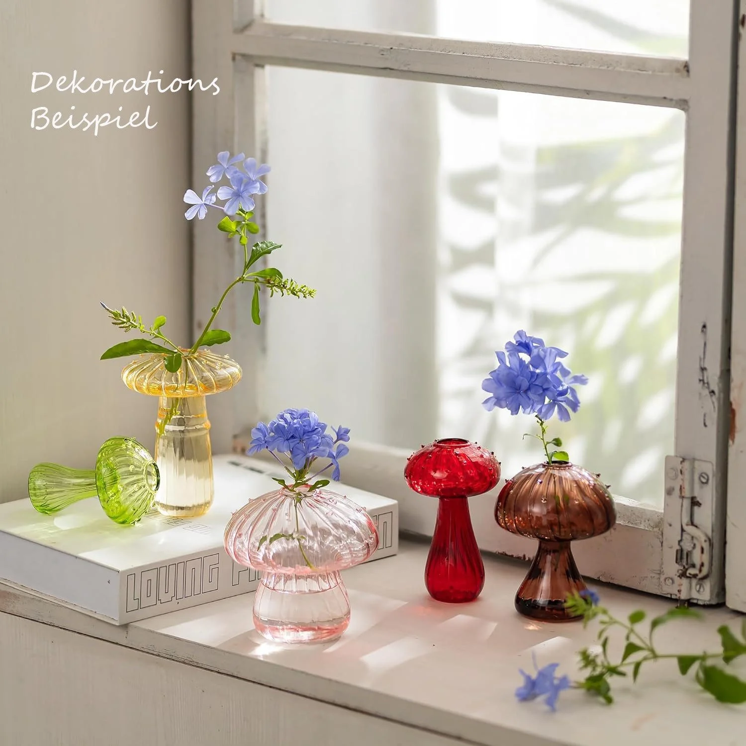 Handgeblasene Mini-Pilzglasvase – Dekovase für Trockenblumen & Einzelblüten, 11 cm